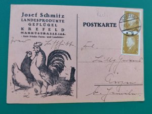 Postkarte:  Geflügel - Hühner - Josef Schmitz Krefeld - 1932 [Hühner - Hahn - Kücken]