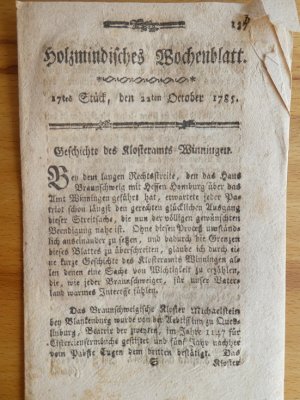 antiquarisches Buch – Theodor Christoph Grotrian  – Holzmindisches Wochenblatt. 39 Ausgaben (2 doppelt) der Jahre 1785 (1.Jg.!), 1786 und 1793