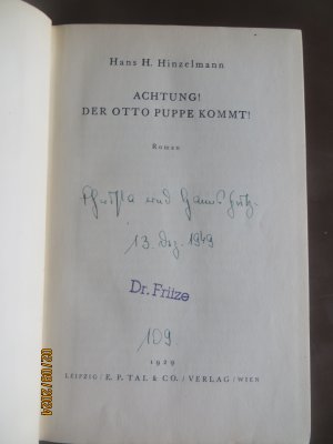 antiquarisches Buch – Hans H. Hinzelmann – Achtung ! Der Otto Puppe kommt !  -  Roman