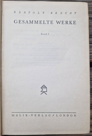 antiquarisches Buch – Malik Verlag - Bertolt Brecht – Gesammelte Werke. Band I.