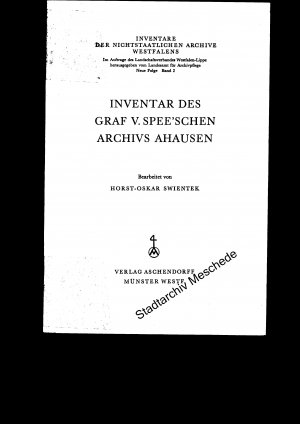 antiquarisches Buch – Horst-Oskar Swientek – Inventar des Graf v.Spee'schen Archivs Ahausen