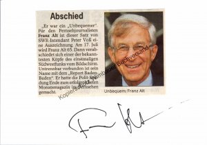 Original Autogramm Franz Alt Journalist /// Autogramm Autograph signiert signed signee