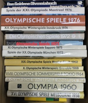 16 Olympia-Bücher, Olympiabücher, Olympische Spiele 1956 - 1976, Literatur, Konvolut, Bücher-Sammlung