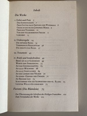 gebrauchtes Buch – Franz von Assisi – Die Werke: Sonnengesang - Ordensregeln - Testament - Briefe - Fioretti (Die Blümlein)