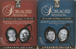 Schlager Medaillons Folge 1-10 Die Geschichte des Schlagers von 1905-1940 auf 20 CDs incl. Booklets / Schlager Medaillons Folge 11-20 Die Geschichte des Schlagers von 1940-1970 auf 20 CDs incl. Booklets.