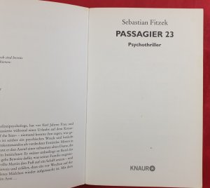 gebrauchtes Buch – Sebastian Fitzek – Passagier 23 - Psychothriller