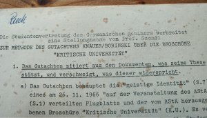 Stellungnahme zur Methode des Gutachtens Knauer / Borinski über die Broschüre "Kritische Universität". [m. Zugaben: A) Kritische Universität. Freie Studienorganisation […]