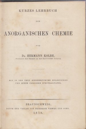 antiquarisches Buch – Hermann Kolbe – Kurzes Lehrbuch der anorganischen Chemie.