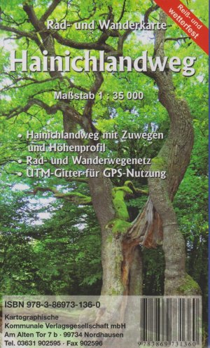 Rad- und Wanderkarte Hainichlandweg - mit Zuwegen und Höhenprofil - Rad- und Wanderwegenetz  - 1:35.000