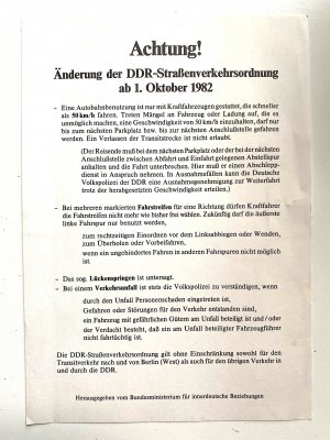 gebrauchtes Buch – Bundesministerium für innerdeutsche Beziehungen – Änderung der DDR-Straßenverkehrsordnung