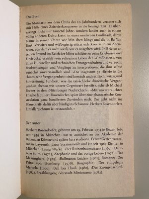 gebrauchtes Buch – Herbert Rosendorfer – Briefe in die chinesische Vergangenheit - Roman