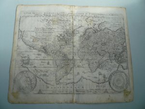 Nova totius terrarum orbis, anno 1638, Kst., Merian Matthäus Kst.- Karte, b. Merian aus "Nieuwe Archontologia cosmica", "Nova totius terrarum Orbis Geographica […]