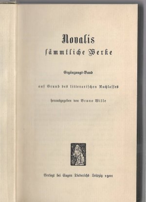 Sämmtliche Werke 4. Ergänzungs-Band auf Grund des litterarischen Nachlasses., Hrsg. von Bruno Wille.