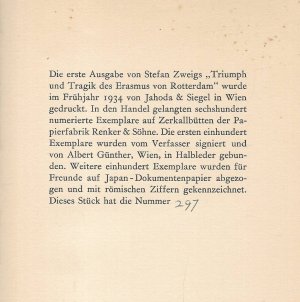 Triumph und Tragik des Erasmus von Rotterdam, von Stefan Zweig