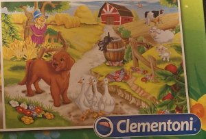 gebrauchtes Spiel – Nur Ersatzteile: 1 Puzzle mit 48 Teilen. Bauernhof-Motiv (Hund, Gänse, Schafe, Katze).