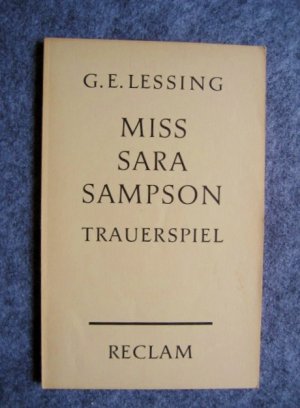 antiquarisches Buch – Lessing, Gotthold E – Miß Sara Sampson - Trauerspiel in 5 Aufzügen