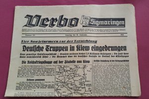 VERBO SIGMARINGEN vom 20.September 1941 TAGESZEITUNG WK 2 RUSSLANDFELDZUG