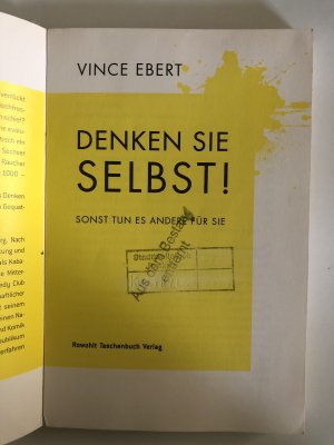 gebrauchtes Buch – Vince Ebert – Denken Sie selbst! Sonst tun es andere für Sie