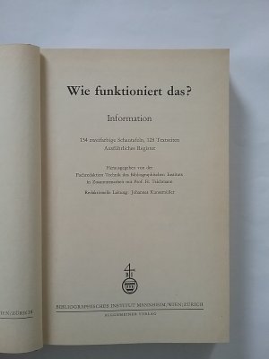 antiquarisches Buch – Prof. H. Teichmann – WIE FUNKTIONIERT DAS ? - INFORMATION