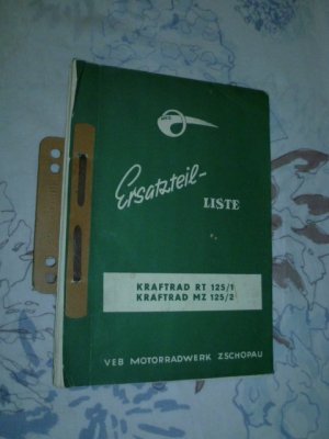 Ersatzteil-Liste Kraftrad RT 125/1 und MZ 125/2 ( Original von 1960 )