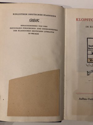 gebrauchtes Buch – Friedrich Gottlieb Klopstock – Klopstocks Werke in einem Band