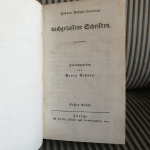 Nachgelassene Schriften. Herausgegeben von Georg Gessner; Band 1