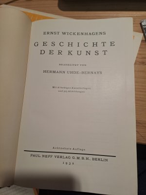 gebrauchtes Buch – Wickenhagen-Uhde – Ernst Wickenhagens Geschichte der Kunst