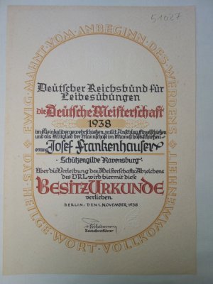 Original-Siegerurkunde Schießsport