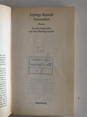 gebrauchtes Buch – György Konrád – Geisterfest