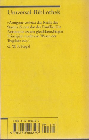 gebrauchtes Buch – Sophokles – Antigone