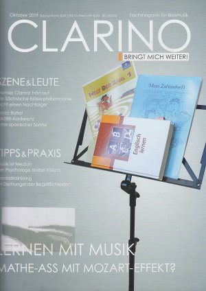 gebrauchtes Buch – DVO Druck und Verlag Obermayer GmbH  – Clarino - bringt mich weiter. Fachmagazin für Blasmusik Oktober 2019. Lernen mit Musik - Mathe-Ass mit Mozart-Effekt?