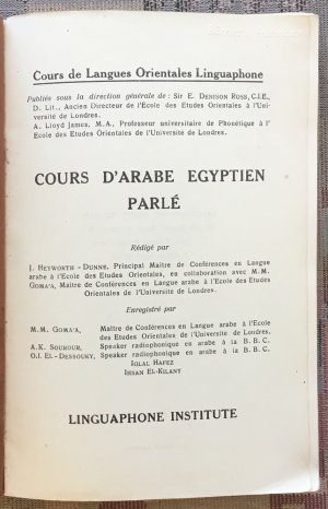 antiquarisches Buch – J. Heyworth-Dunne und M – Cours d'arabe égyptien parlé