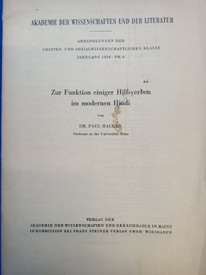 Zur Funktion einiger Hilfsverben im modernen Hindi.