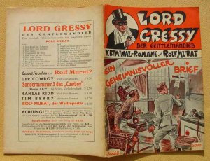 7 x Lord Gressy - der Gentlemandieb. Originalhefte ! Seltene Heftreihe. Abenteuerhefte aus dem Mauerhardt-Verlag, Wien. 1950-1951. Einzelhefte. Nr. 8 ( […]