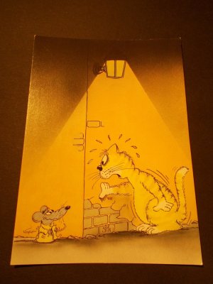 gebrauchtes Buch – Uli Stein – Scherzpostkarte - Nr 60/66  - Katze und Maus bei Nacht