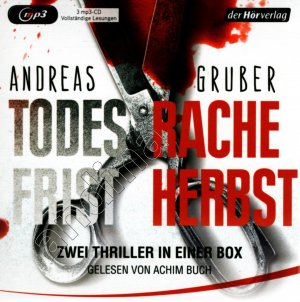 gebrauchtes Hörbuch – Andreas Gruber – Todesfrist (Sneijder & Nemez 1) & Racheherbst (Walter Pulaski 2) // 2 Thriller in einer Box // 3mp3 CDs gelesen von Achim Buch