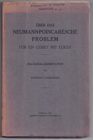 1916 : Über das Neumann-Poincarésche Problem - Für ein Gebiet mit Ecken