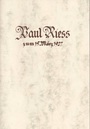 Paul Riess zum 15.März 1927