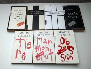 7 X Simon Beckett - Die Chemie des Todes + Leichenblässe + Kalte Asche + Totenfang + Tiere + Flammenbrut + Obsession