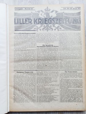antiquarisches Buch – Liller Kriegszeitung - Drittes Kriegsjahr 1917, II. Band Nr. 61 - 121 (Januar - Juli) mit allen Beiblättern (!)