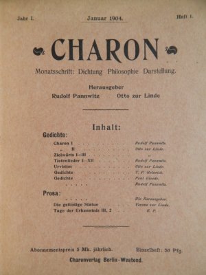 Charon - Monatsschrift: Dichtung, Philosophie, Darstellung - 1904 komplett