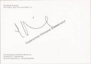 Original Autograph Elfriede Jelinek /// Autogramm Autograph signiert signed signee