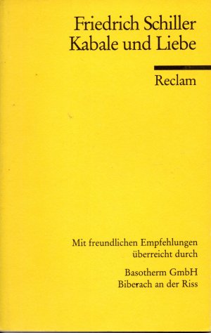 gebrauchtes Buch – Schiller Friedrich – Kabale und Liebe - Ein bürgerliches Trauerspiel