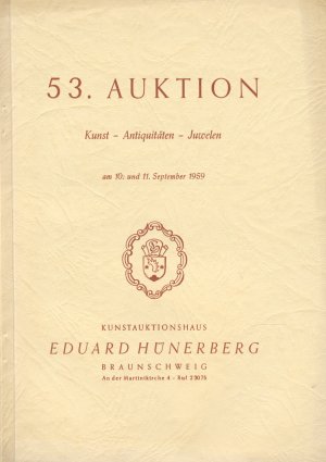 Kunstauktionshaus Eduard Hünerberg. Konvolut von 7 Auktionskatalogen.