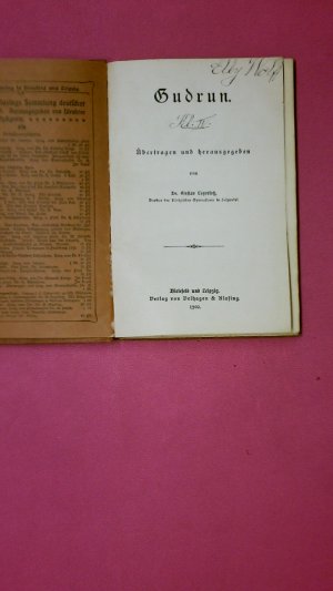 antiquarisches Buch – Hrsg.]: Legerlotz, Dr. Gustav – GUDRUN. Im Auszuge