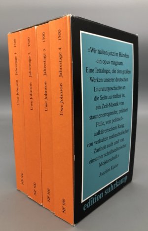 gebrauchtes Buch – Uwe Johnson – Jahrestage. 4 Bände im Schuber. edition suhrkamp 1500, neue Folge 500.