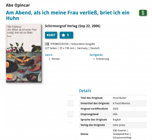 gebrauchtes Buch – Abe Opincar – Am Abend, als ich meine Frau verließ, briet ich ein Huhn - ein kulinarischer Roman