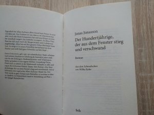 gebrauchtes Buch – Jonas Jonasson – Der Hundertjährige, der aus dem Fenster stieg und verschwand