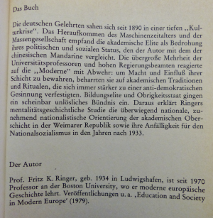 gebrauchtes Buch – Fritz K. Ringer – DIE GELEHRTEN - der Niedergang der deutschen Mandarine / 1890-1933