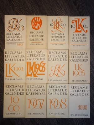 Reclams Literatur-Kalender  -Sammlung- 1958, 1959, 1960, 1961, 1962, 1963, 1964, 1965, 1966, 1967, 1968, 1969